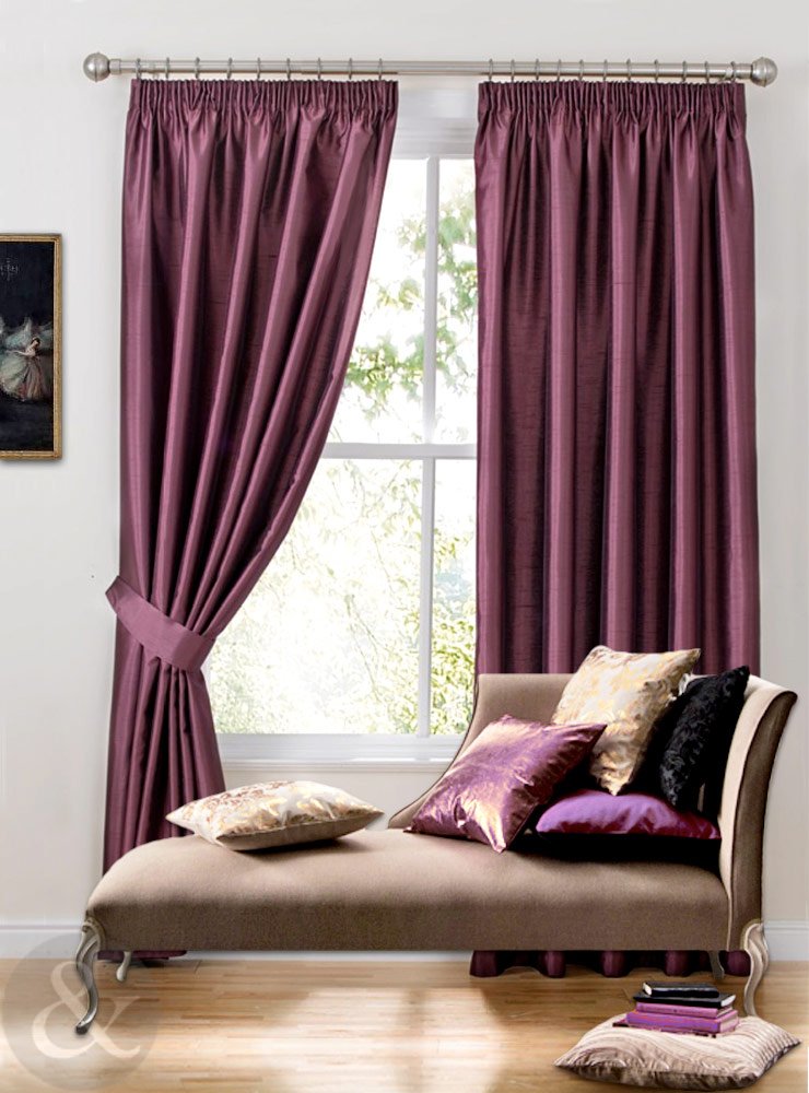 just 时尚人造丝绸奢华全衬里 ready 制造窗帘双带风云磁带250x 300cm