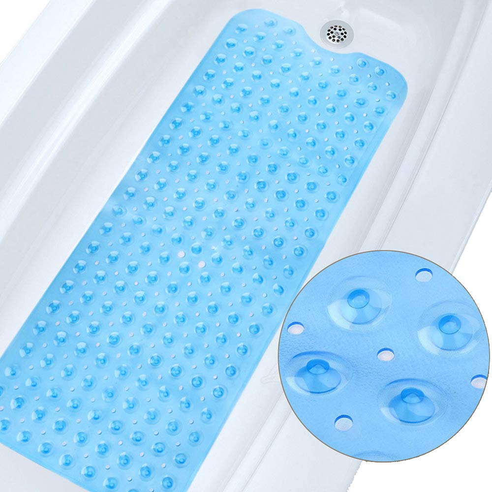 totoone 超长浴缸垫防滑浴垫*淋浴垫简单豪华防滑浴室垫,可机洗(蓝色
