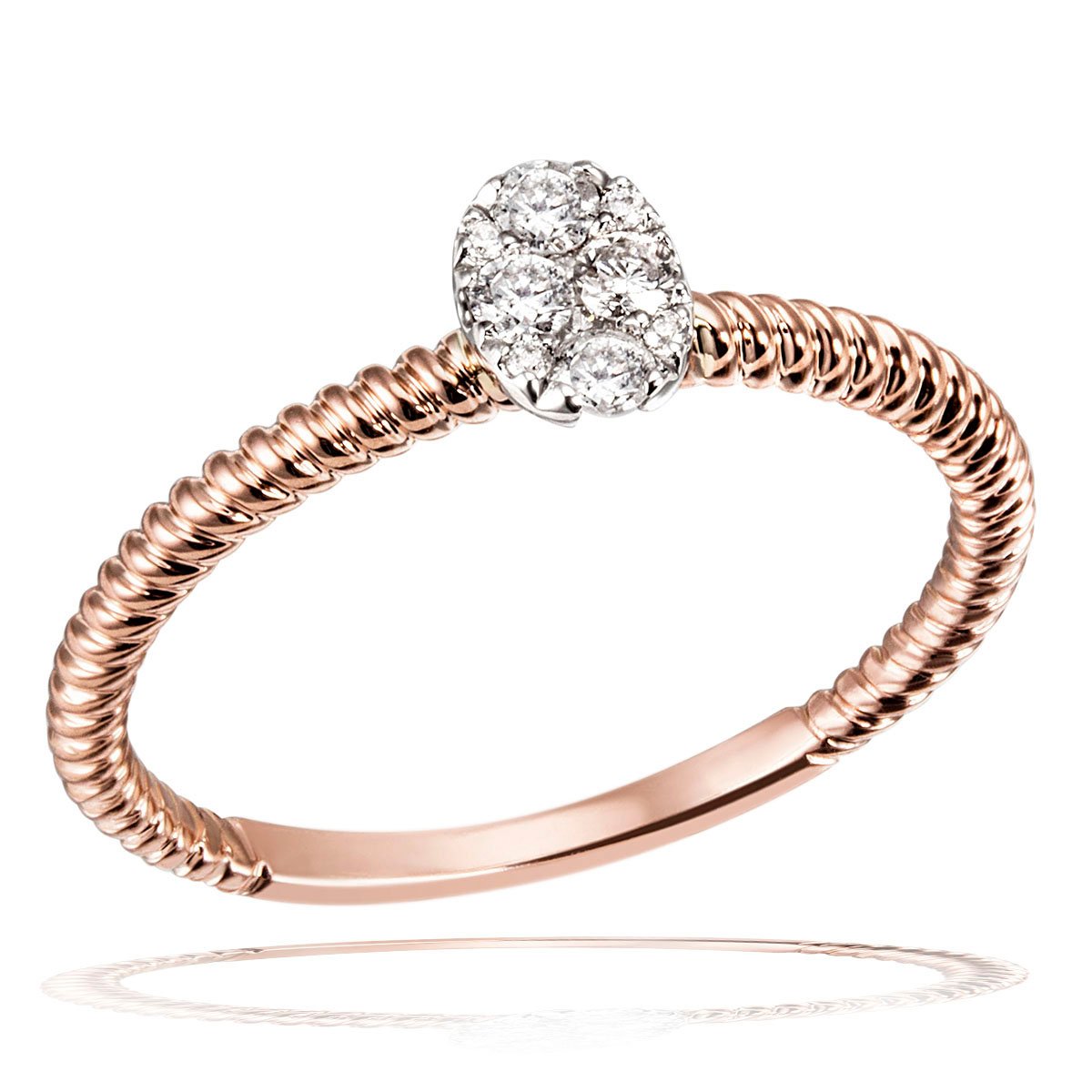 goldmaid 女士戒指 585 金 2 件式铁轨红色头白色 10 颗钻石 0.