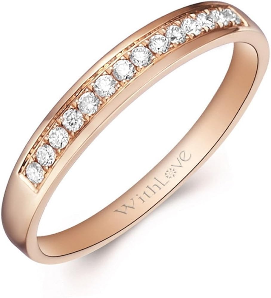 withlove 唯爱钻饰 18k玫瑰金15分碎钻排镶钻戒 彩金排钻女戒 放逐