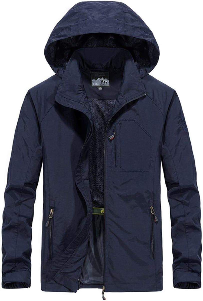 granfee 男式山地防雨夹克防风软壳外套连帽户外风衣,适用于露营远足