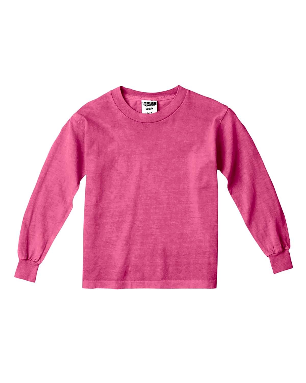 garment-dyed long-sleeve t-shirt (c3483) -raspberry -xxs
