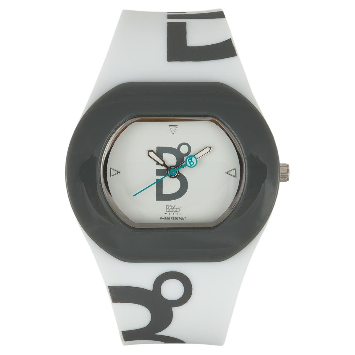 b360 手表中性石英手表模拟显示屏和硅胶表带 b 冷白灰色