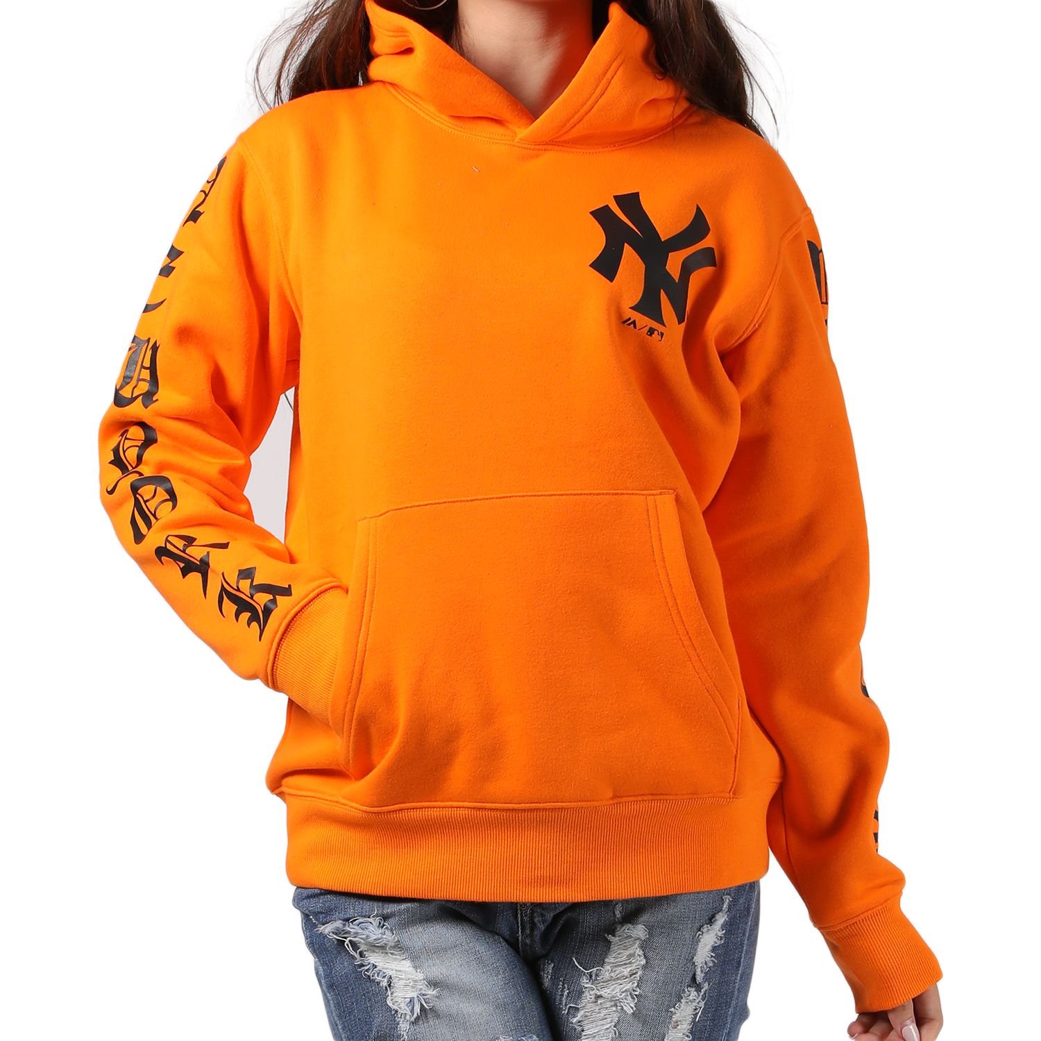 majestic(majestic) 纽约洋基队 女式 袖印连帽卫衣 ll06-nyk-7f01