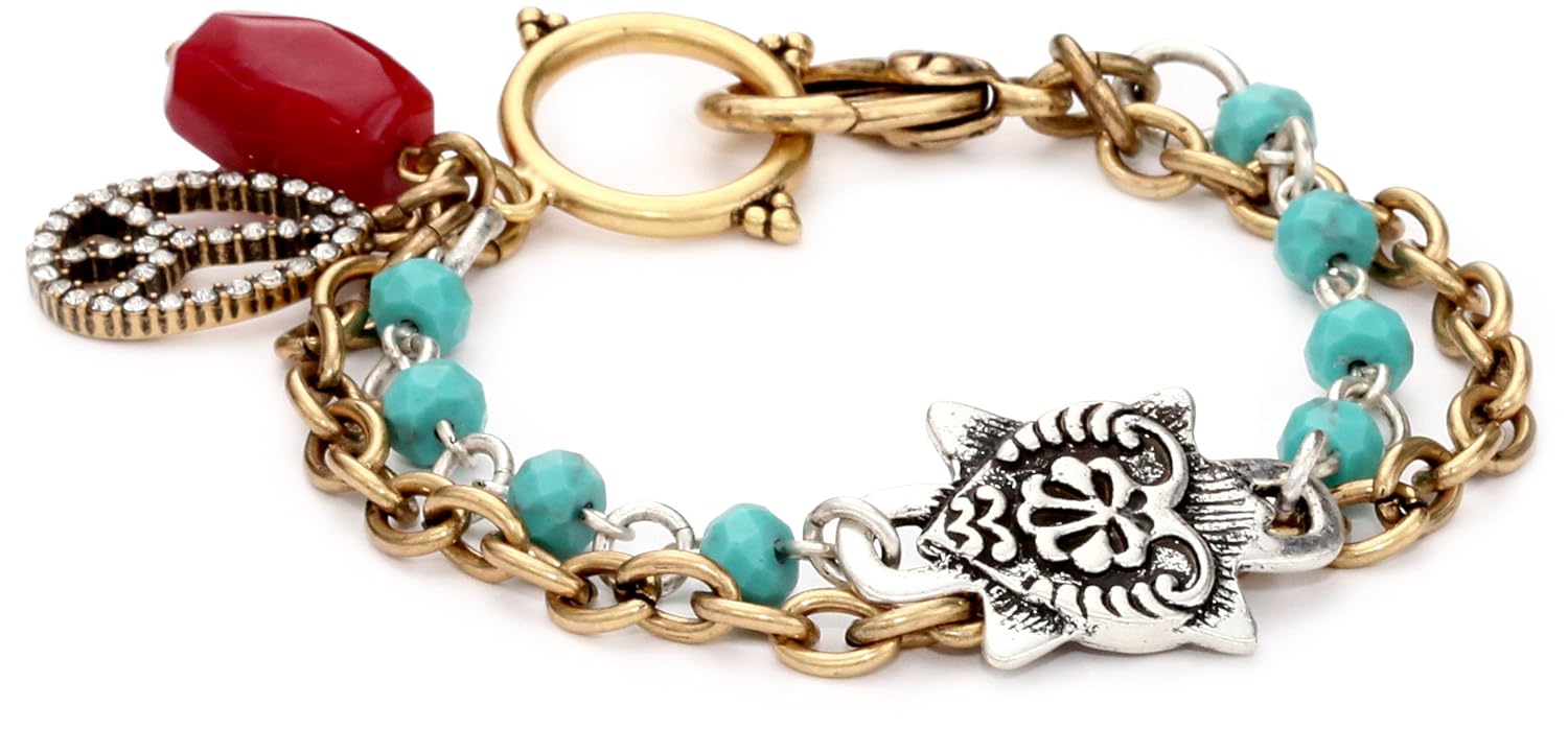 lucky brand 金色和平分层手链