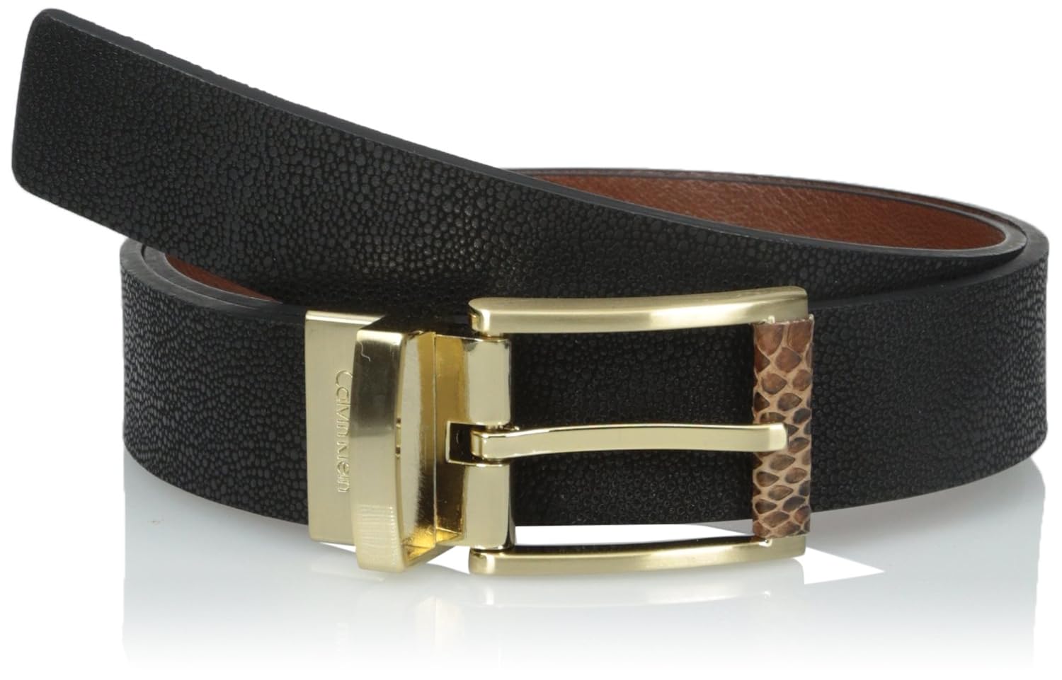 calvin klein 女式32-mm 两面用皮带 black winter white/tan small