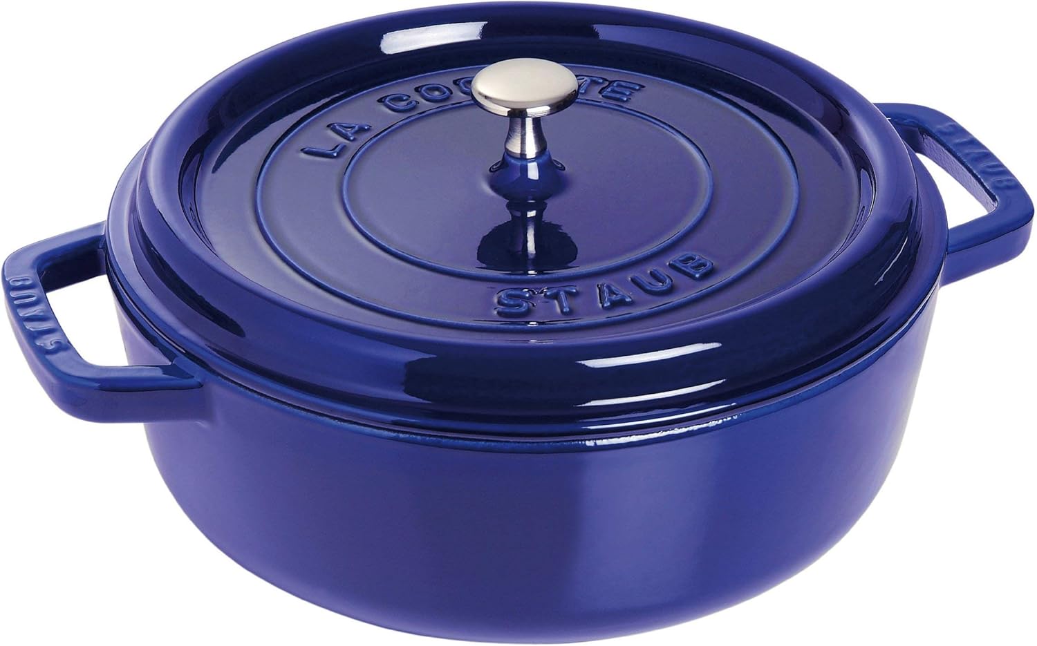 staub cocotte 浅口圆形 26cm 深蓝色