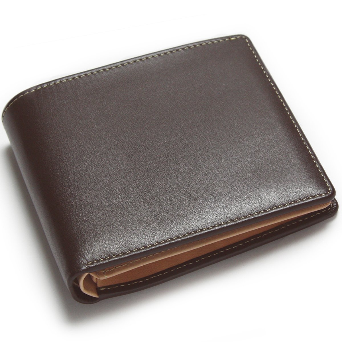 皮革钱包 棕色双折真皮马/牛皮认证皮革