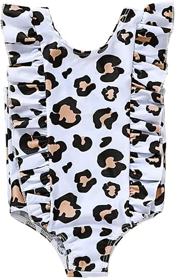 younger star 连体式婴儿幼儿女童夏季泳衣西瓜豹纹褶边泳装比基尼