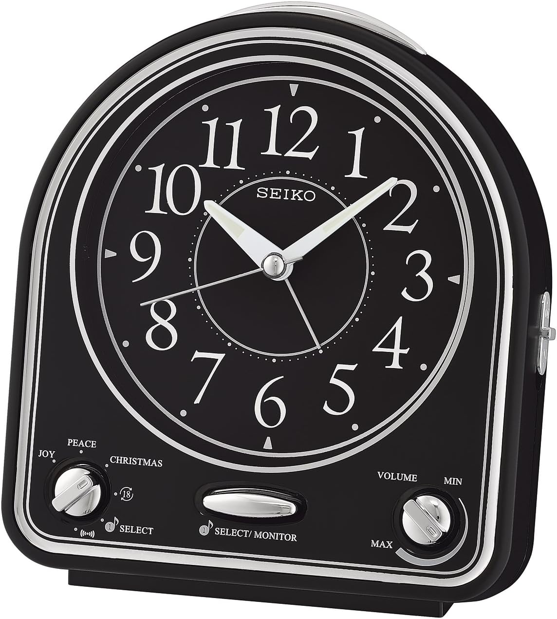 seiko 闹钟,塑料,黑色,14.3 x 12.9 x 7