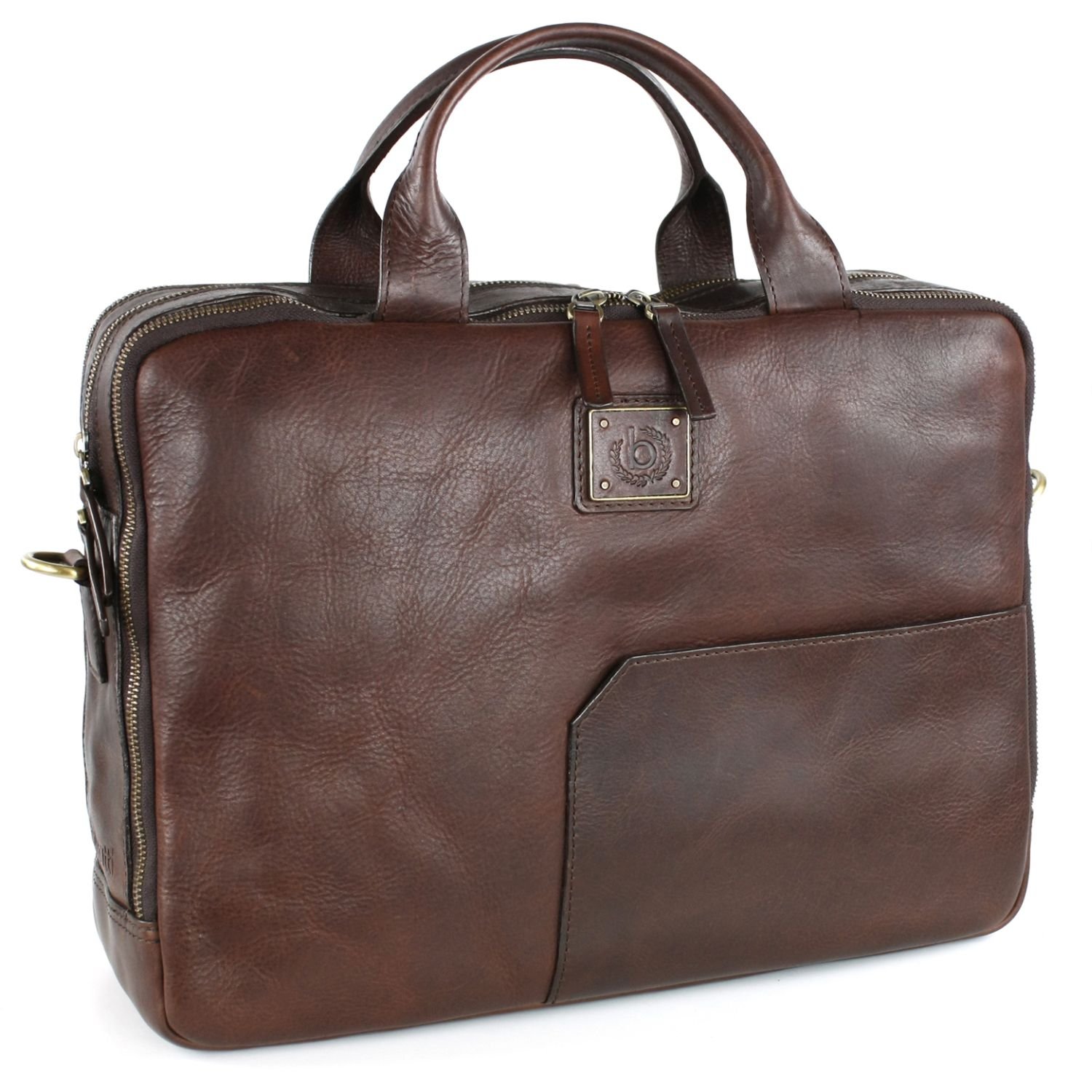 bugatti 男式 经典商务款公文包 8643 棕色 均码(亚马逊进口直采,德国