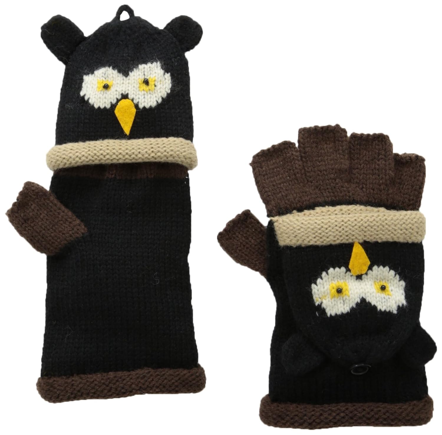 diego hat company 女式针织猫头鹰 face 无指手套 猫头鹰 one size