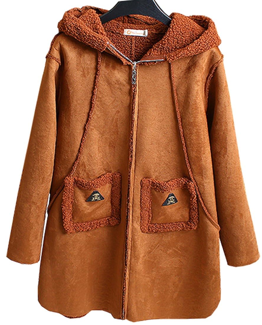 fashciaga 女士麂皮绒冬季外套