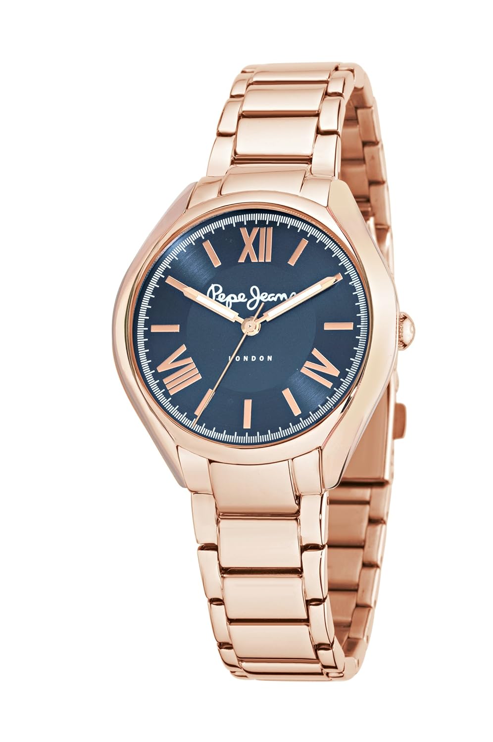 pepe jeans 爱丽丝女式石英手表,黑色表盘 analogue 显示黑色皮革表带