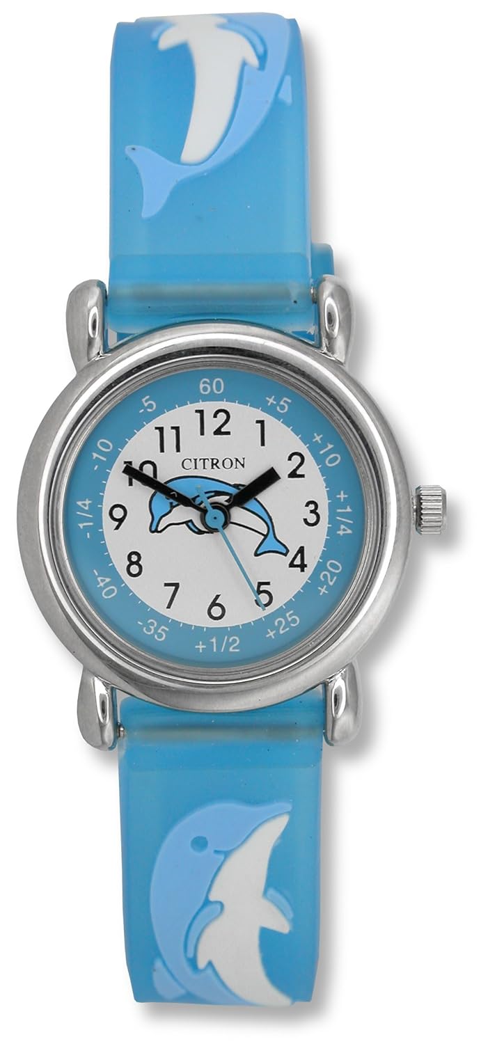 citron kid018 kids blue dolphin time teacher watch