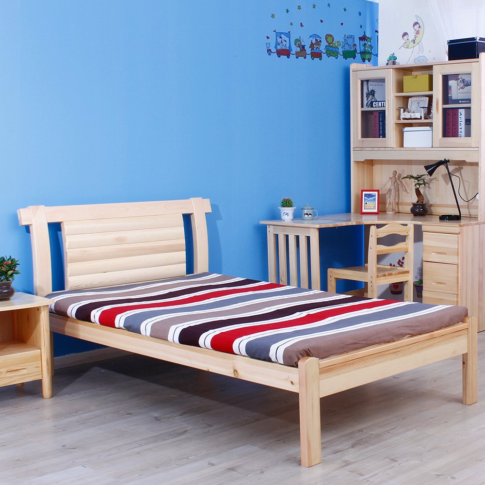 松e风 松木床实木床男孩单人床1.2米儿童床 简约田园家具qw-662