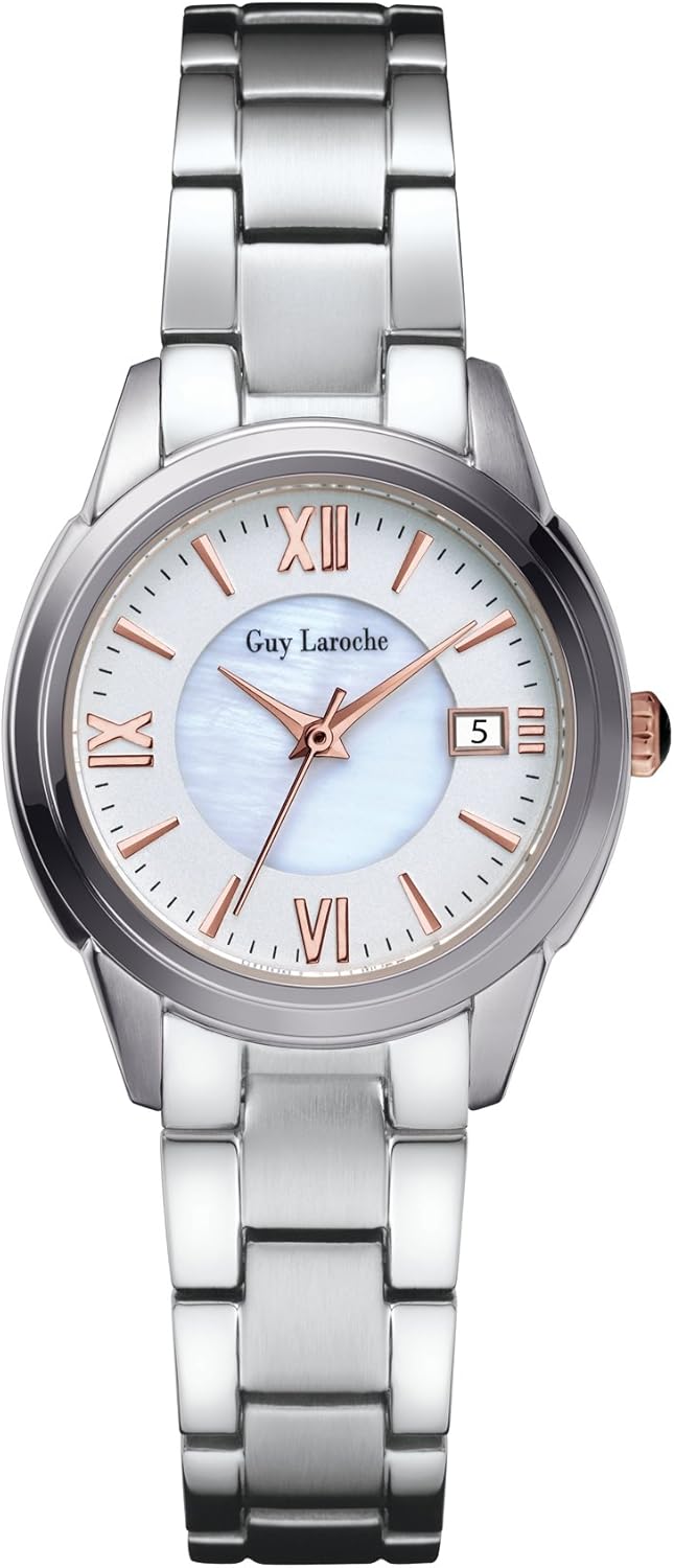 guylaroche 姬龙雪正品 时尚白色珍珠母贝腕表 女表 复古钢带防水腕表