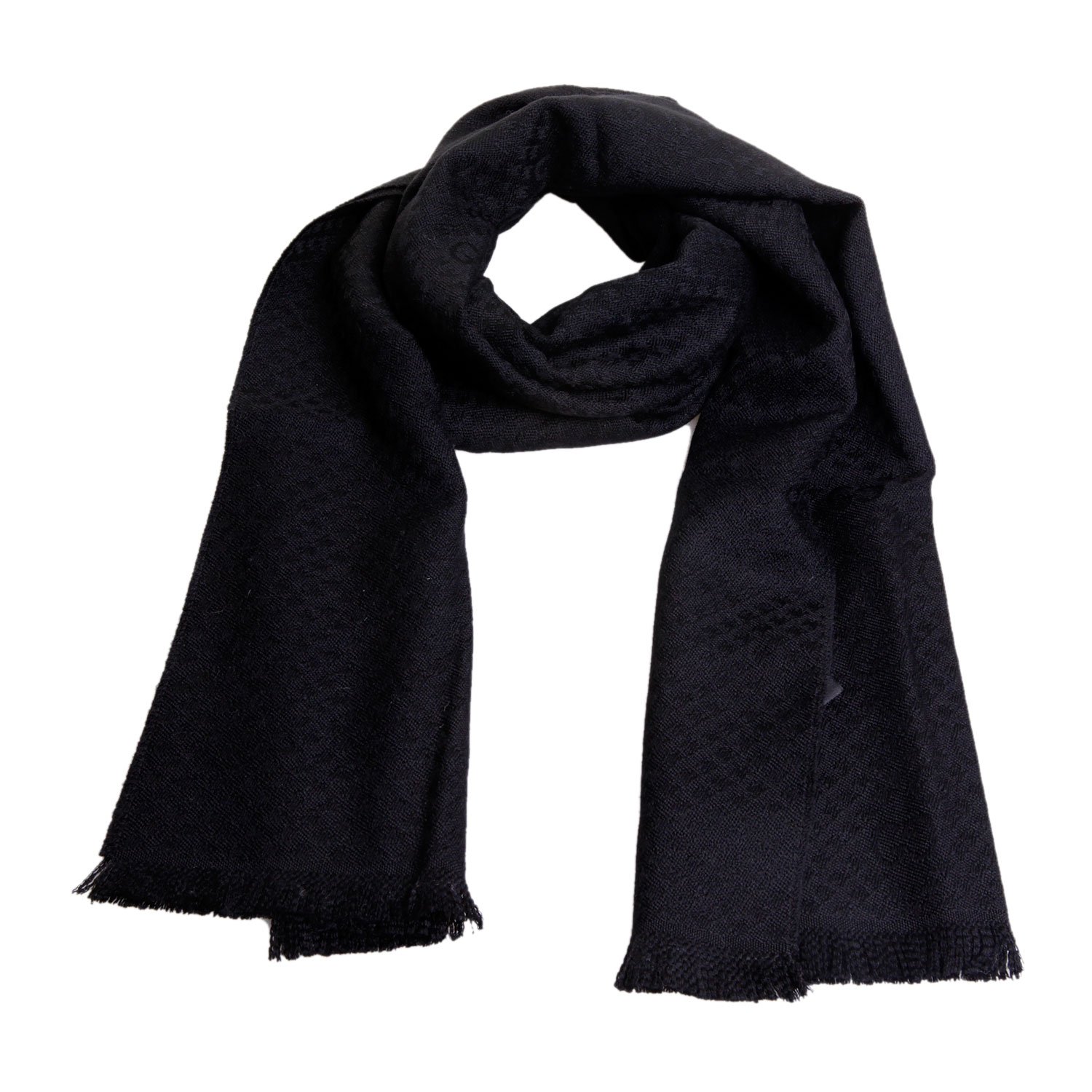 gucci(古驰)#黑色羊毛男士围巾