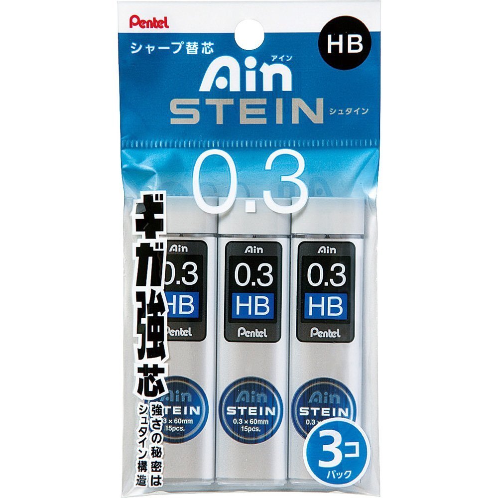 派通pentel 自动铅笔笔芯 ain stein 0.3mm hb xc273hb-3p 3个