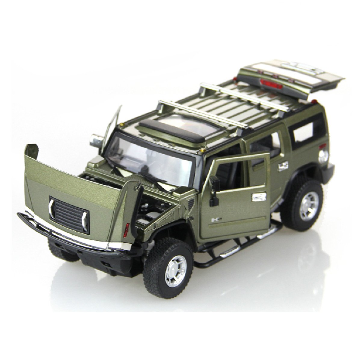 mz 美致 合金悍马车 合金仿真车模 悍马遥控车 充电可开门 1:24 军绿