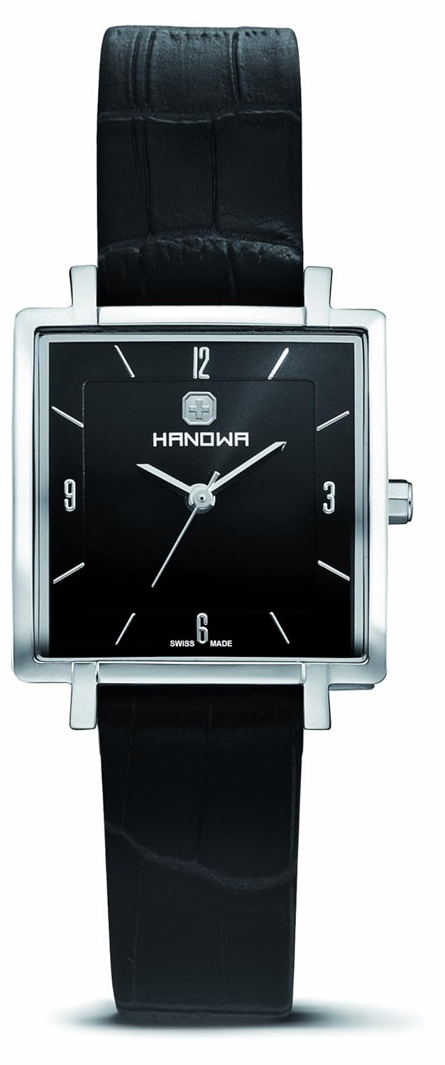 04.007 eleganza 方形黑色表盘皮革手表