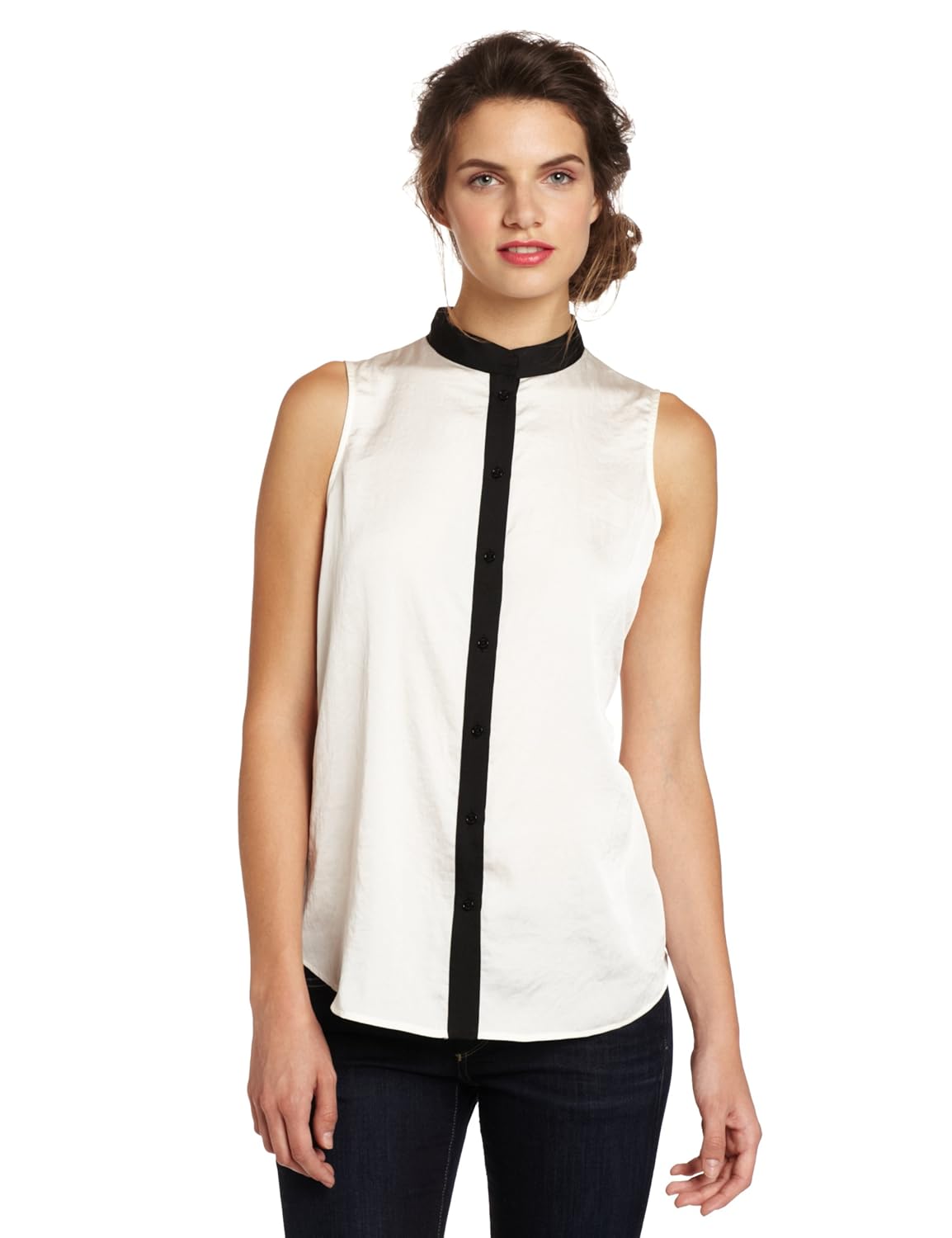 anne klein 女式纽扣无袖衬衣