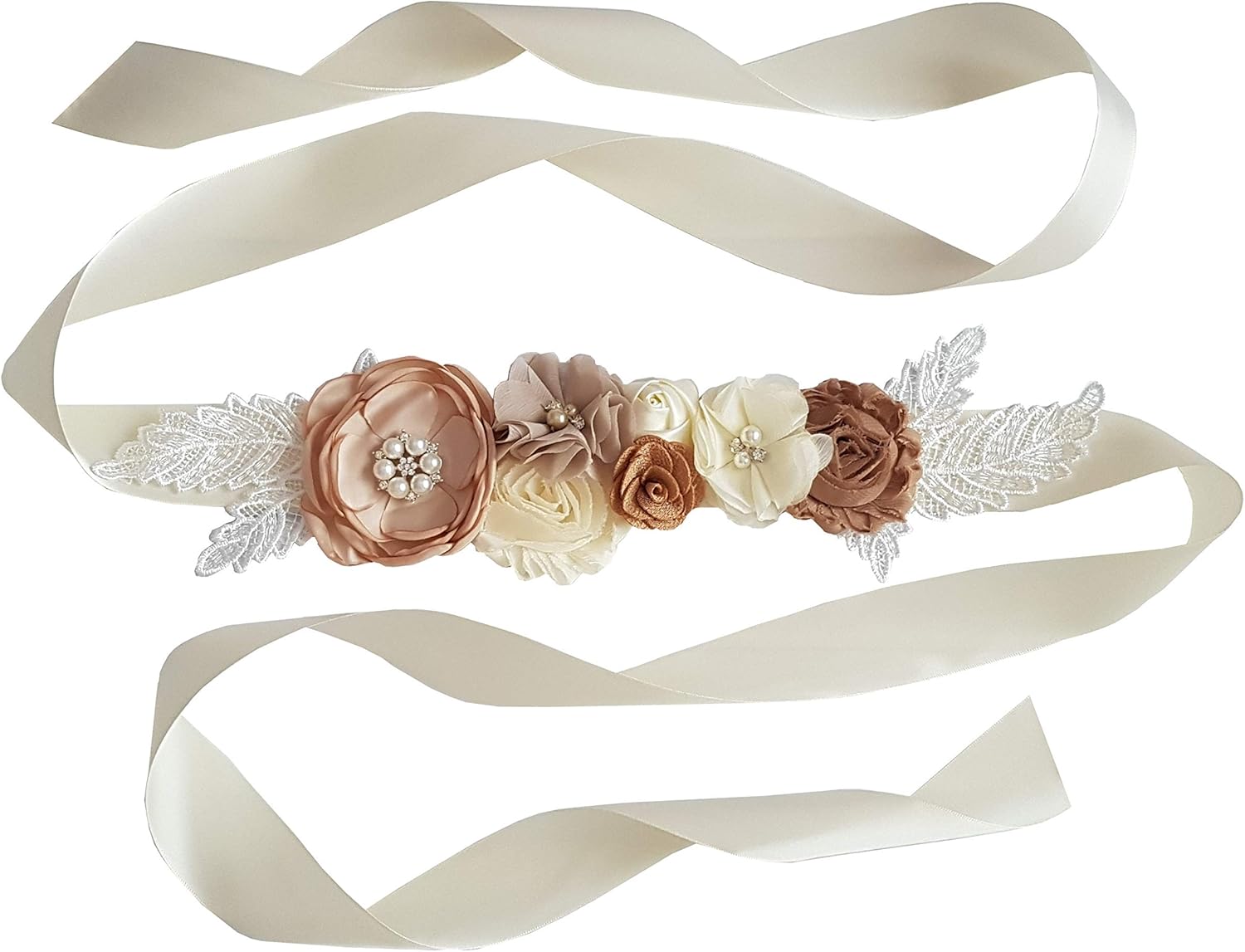 baby shower 孕妇花卉饰带雪纺花朵和蕾丝