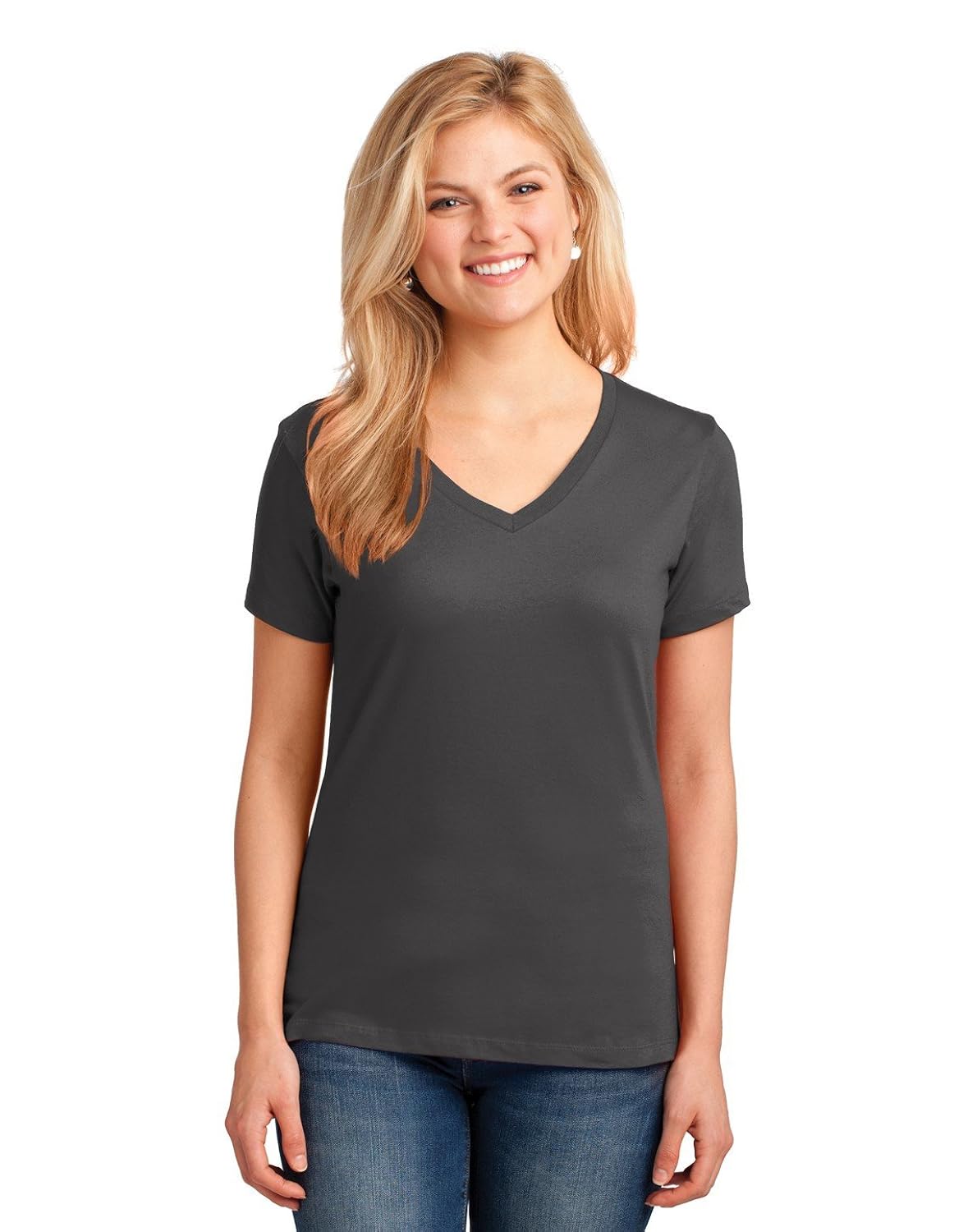 4-oz 100% cotton v-neck t-shirt xxl charcoal