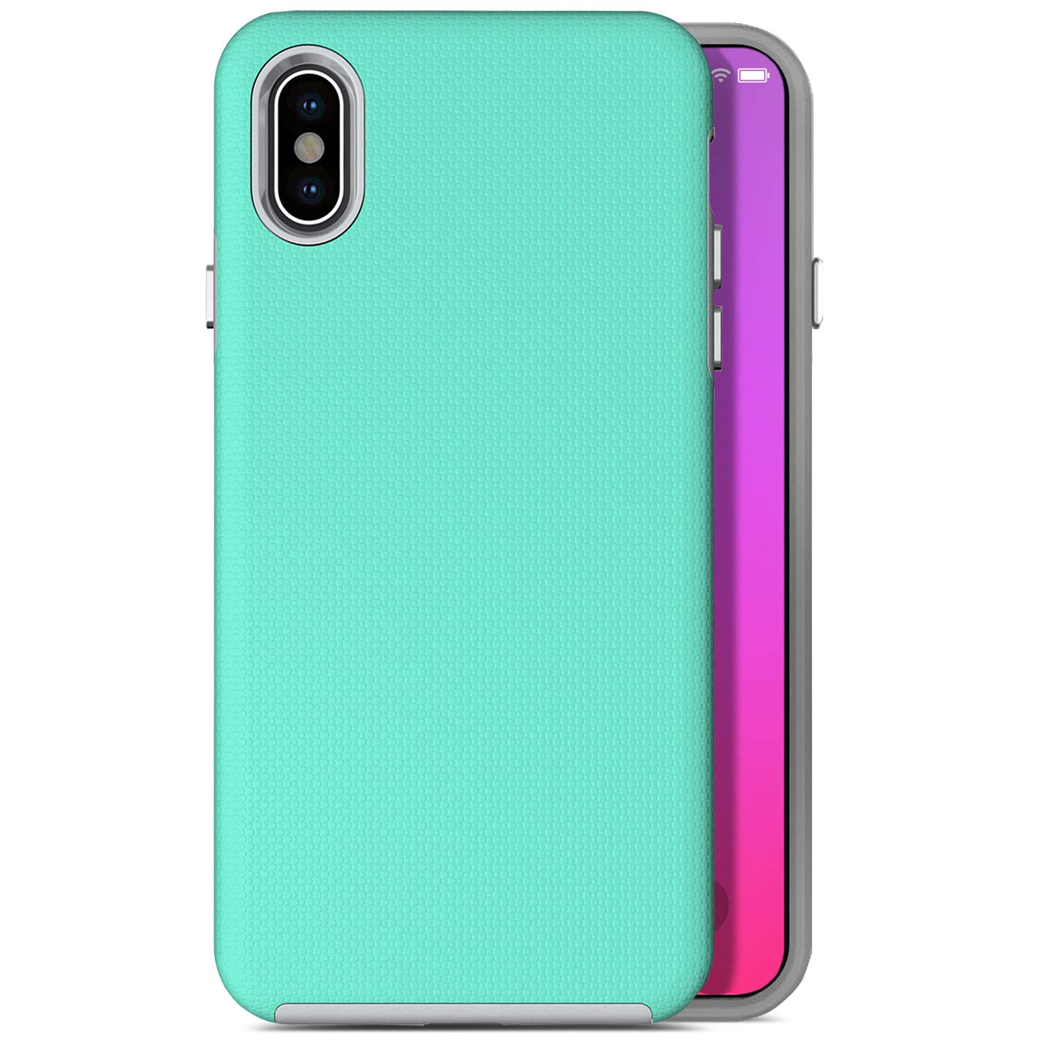 xs max 手机壳纤薄贴合混合 2 层硅胶橡胶手机壳女士女孩男士垫子