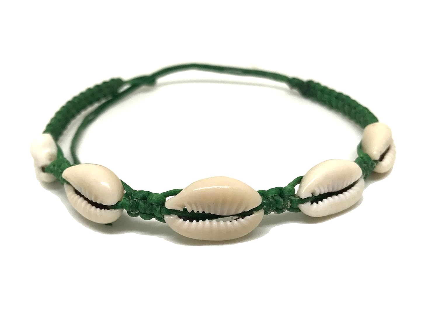 cowrie 夏威夷天然贝壳串珠手链真皮弹力芯片 reggae jamaican 女士*