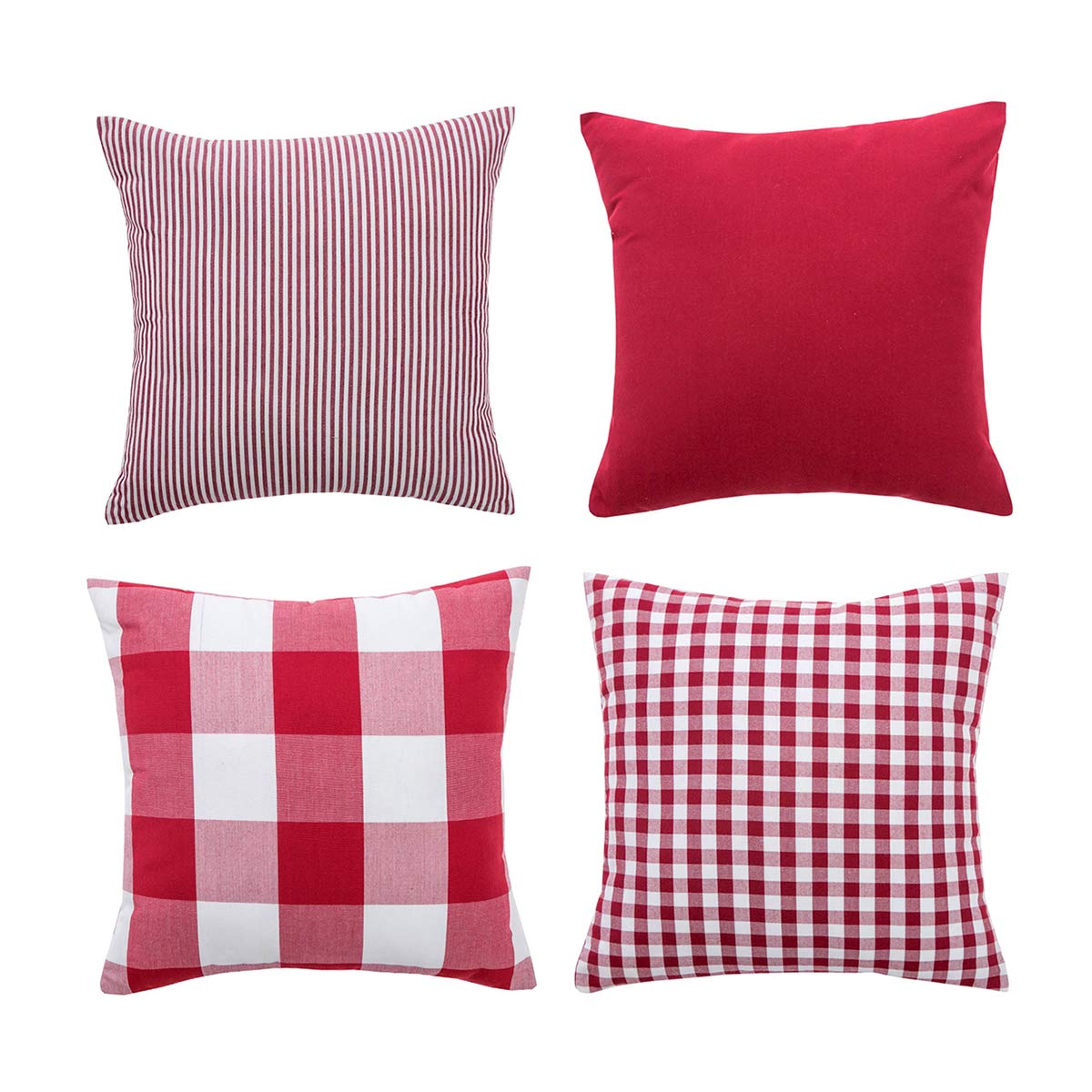 vanky 2 件套复古农舍格子花纹格纹棉麻牧装饰抱枕套室内室外靠垫套