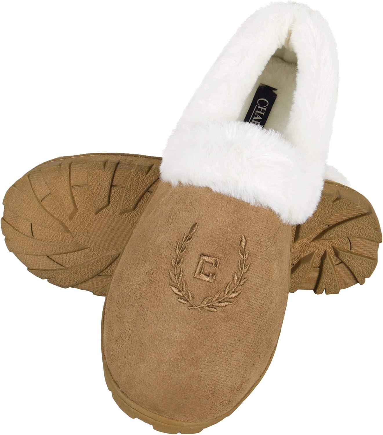 chaps 女士软帮拖鞋保暖毛绒*海绵细绒面革室内户外舒适