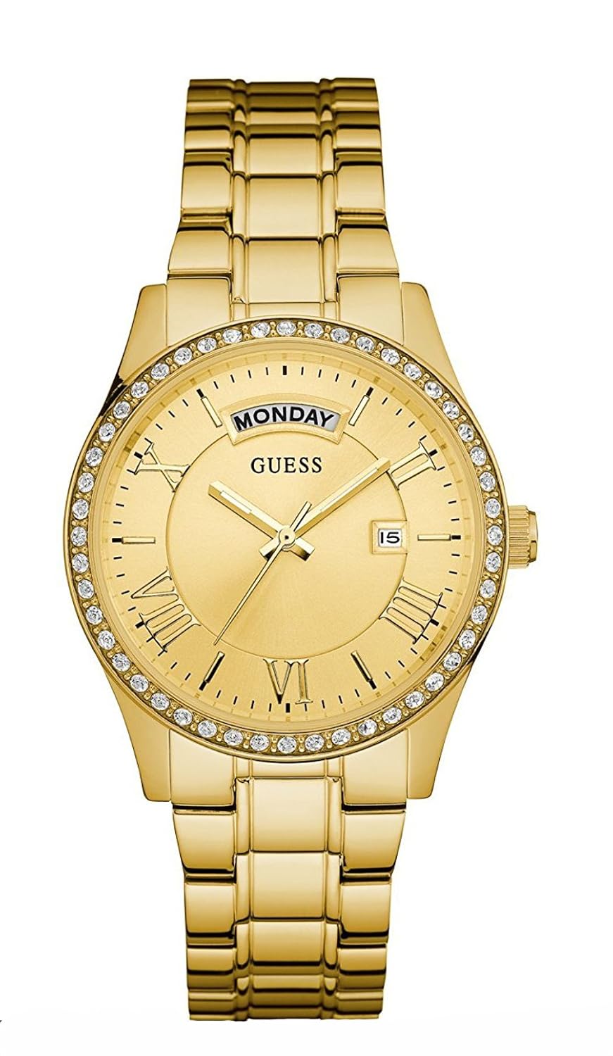 guess ( gvss5 ) 女式石英手表带金色表盘 analogue 显示和金色不锈钢