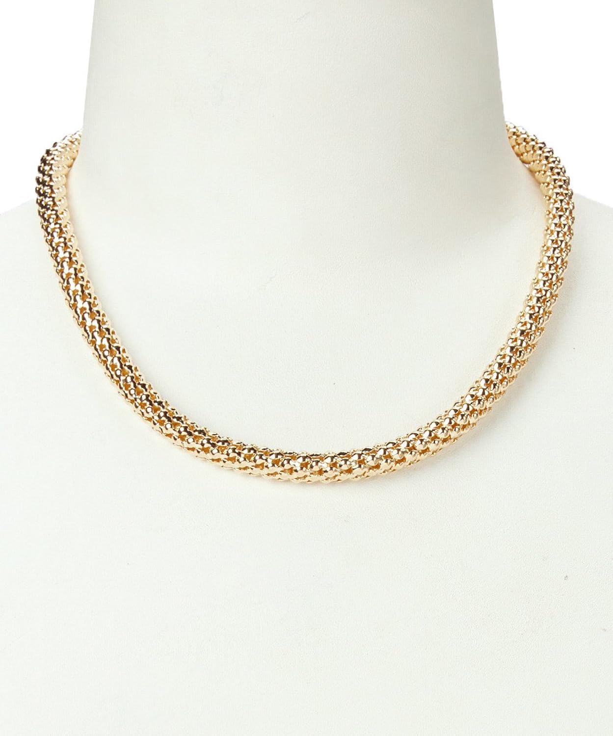 18k gold plated gold puff popcorn chain necklace