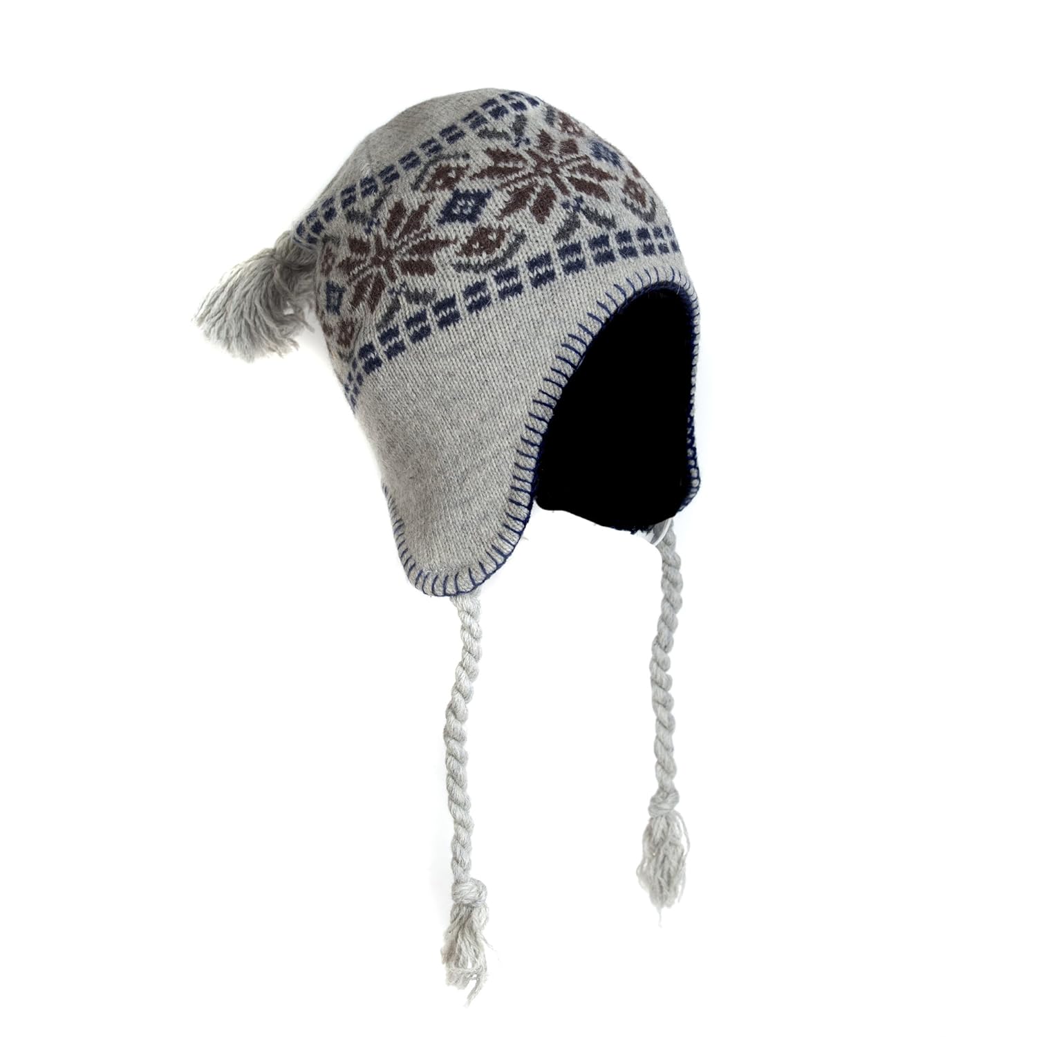 fair isle pom 秘鲁帽 带羊毛内衬,厚实冬季针织无檐小便帽