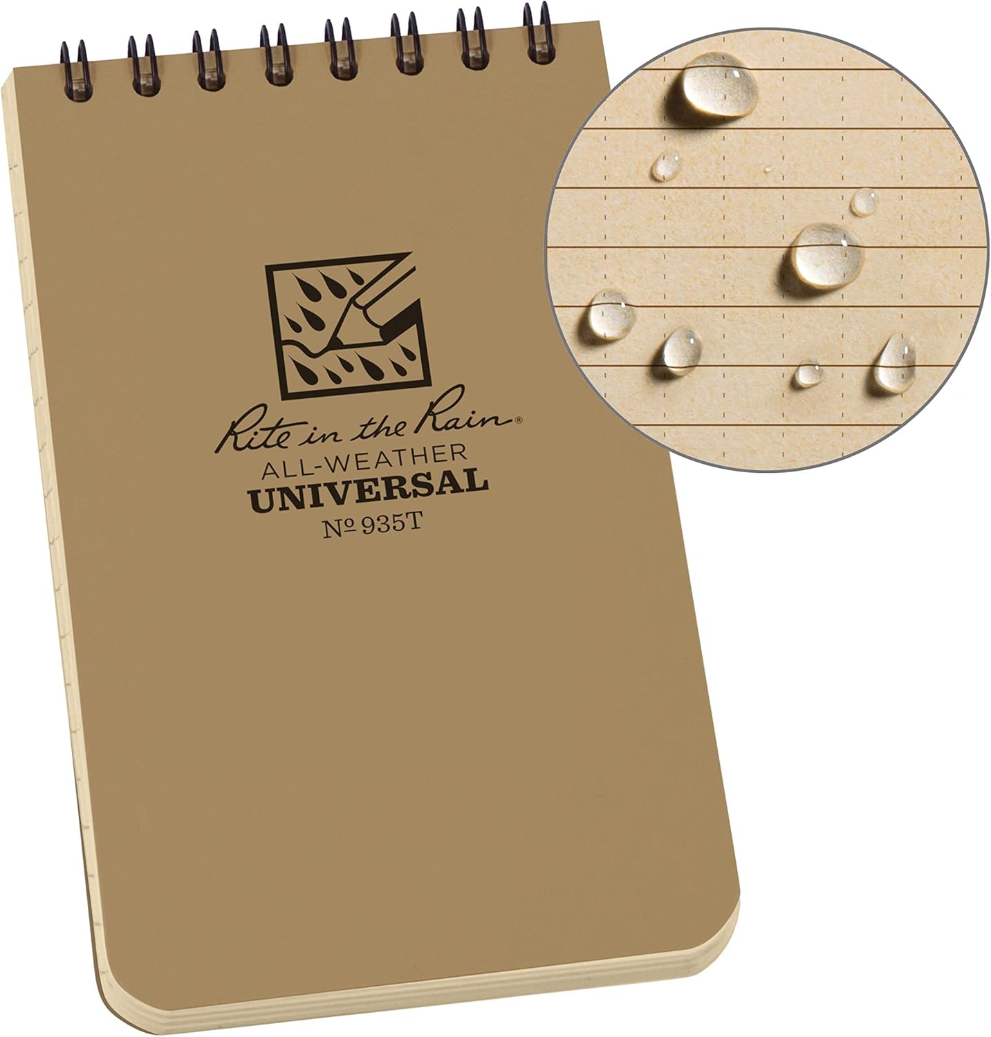 rite in the rain pocket notebook top spiral bound tan (size 3x5