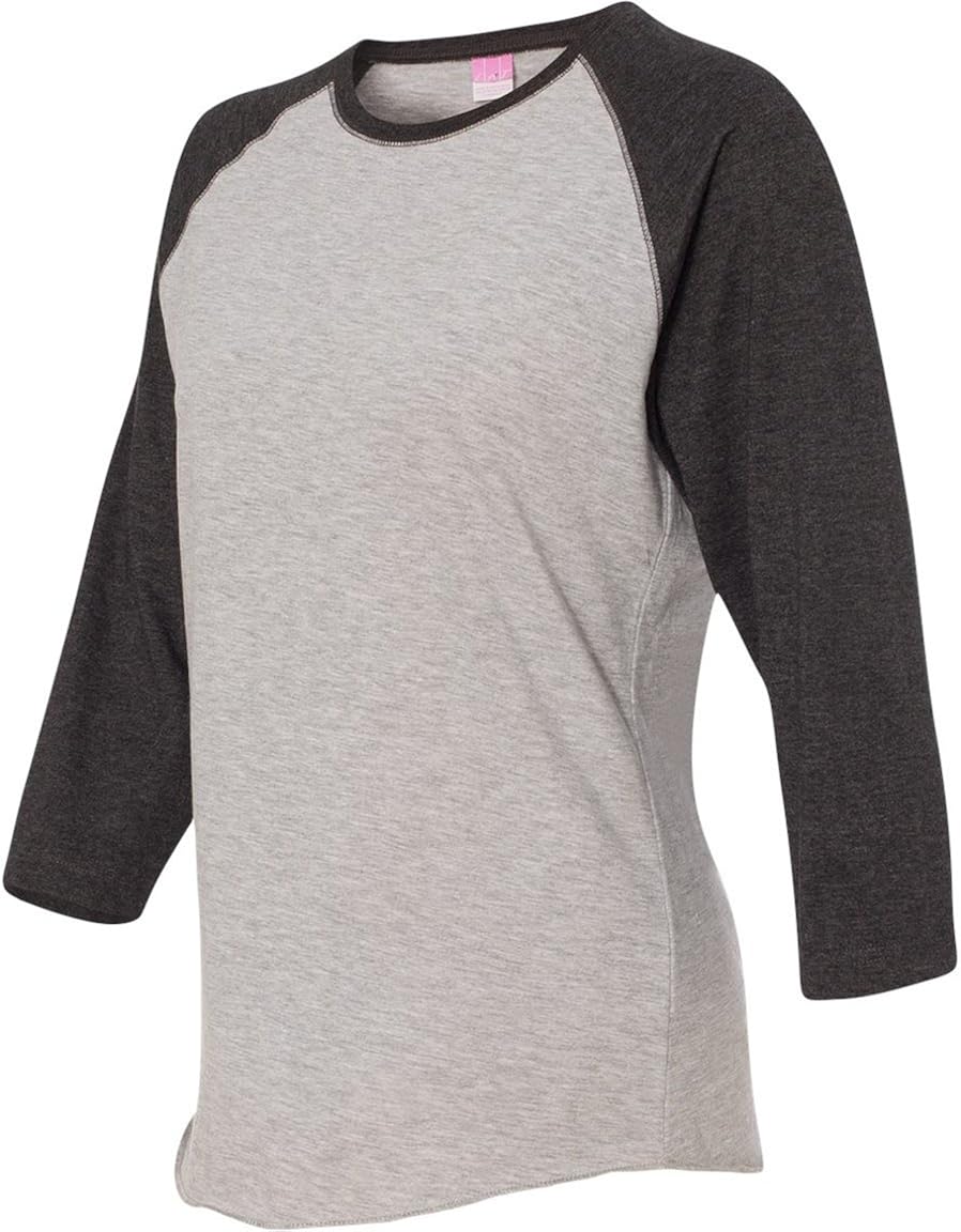 lat 女式细针织插肩袖七分袖棒球 t 恤 vintage heather/vintage