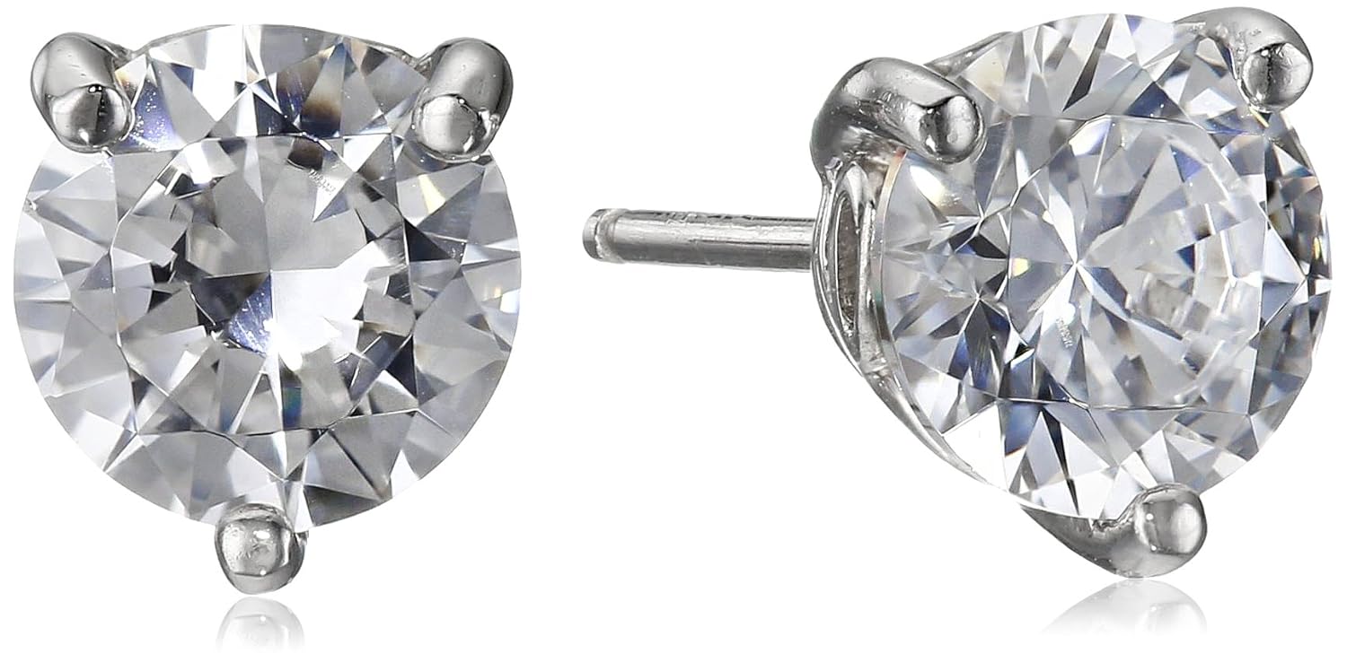 la lumiere 纯银施华洛世奇锆石圆形切割耳钉