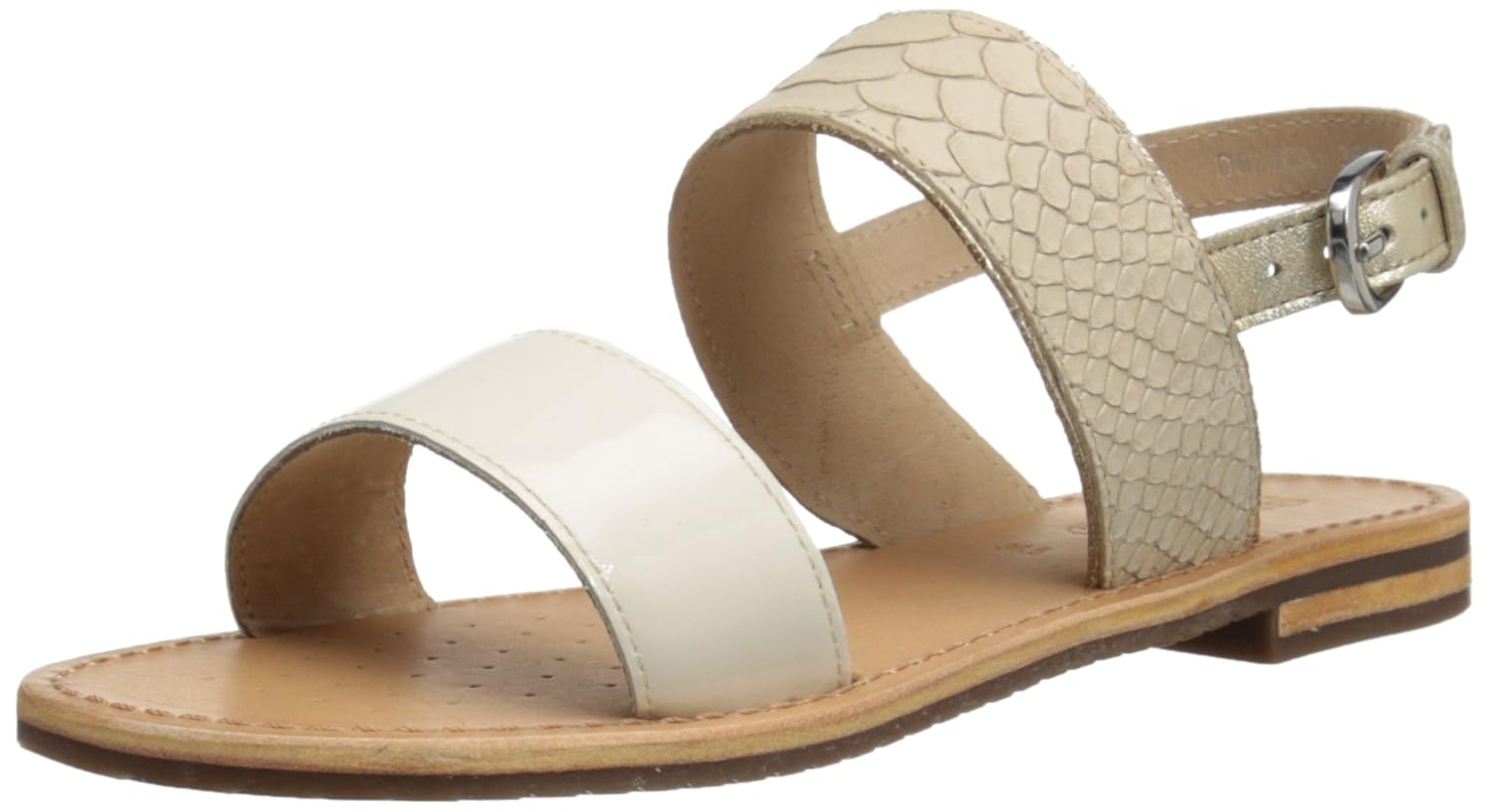 geox womens d sozy flat sandal, light taupe/white, 41 eu/10 m