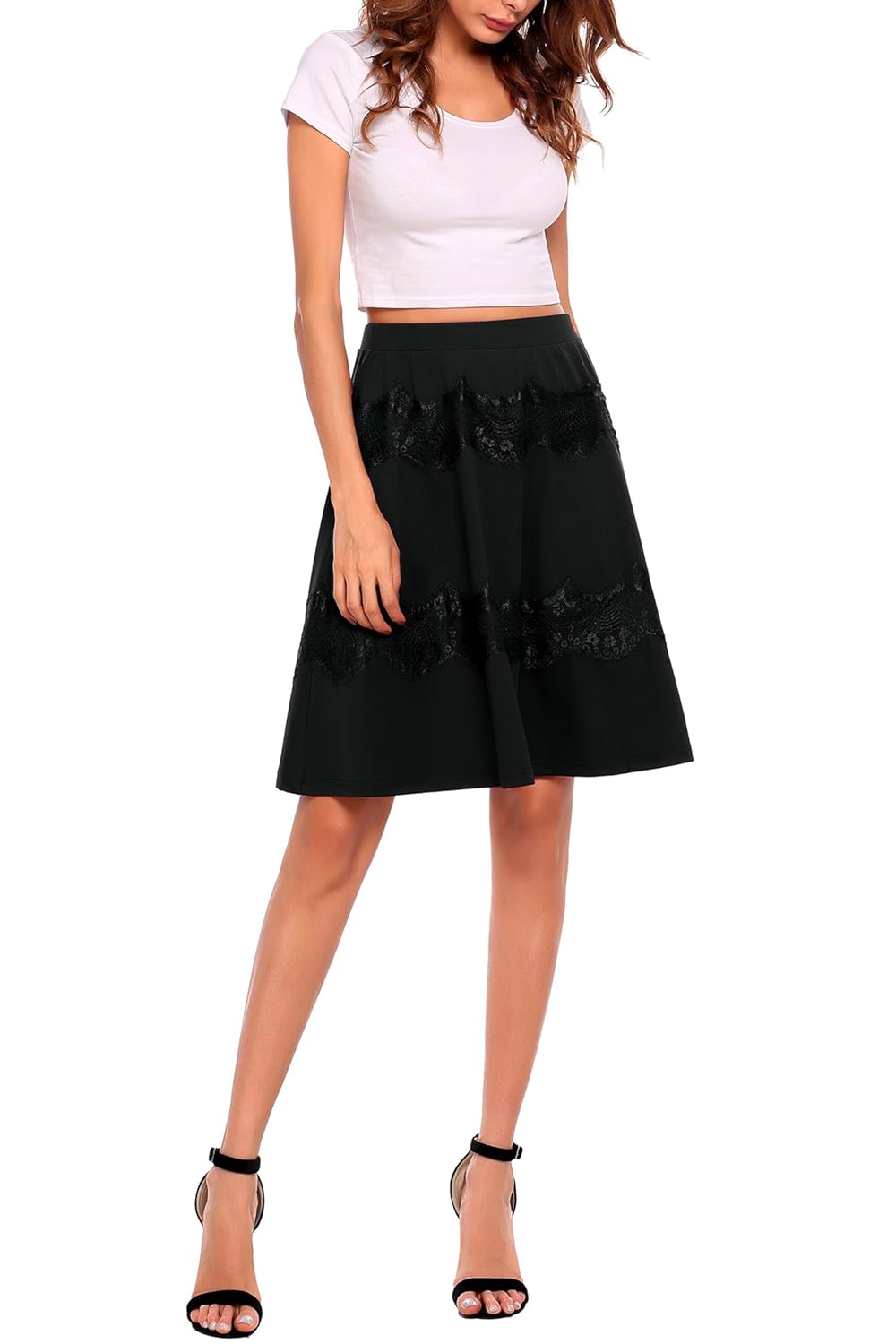 女式高腰喇叭 a 字中长裙 s-xxl 码