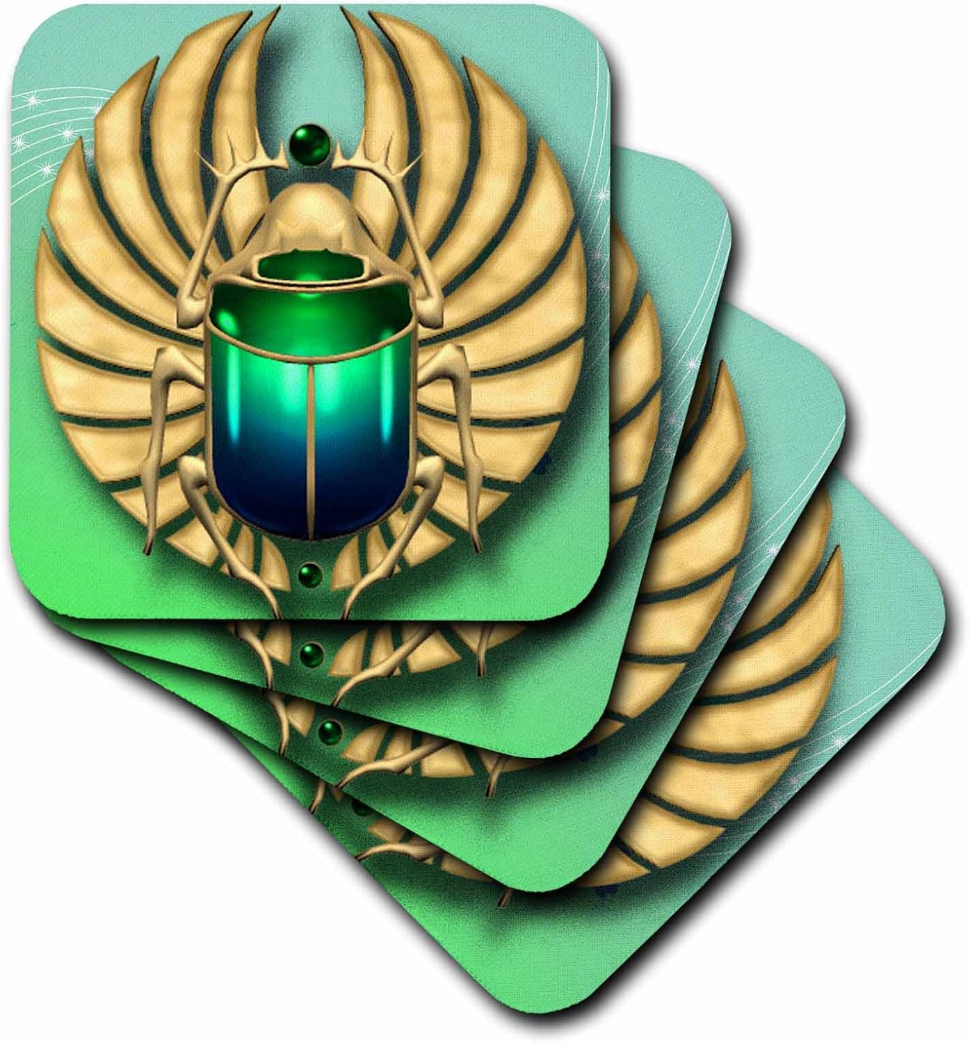 egyptian scarab in beautiful colors-ceramic tile coasters, set
