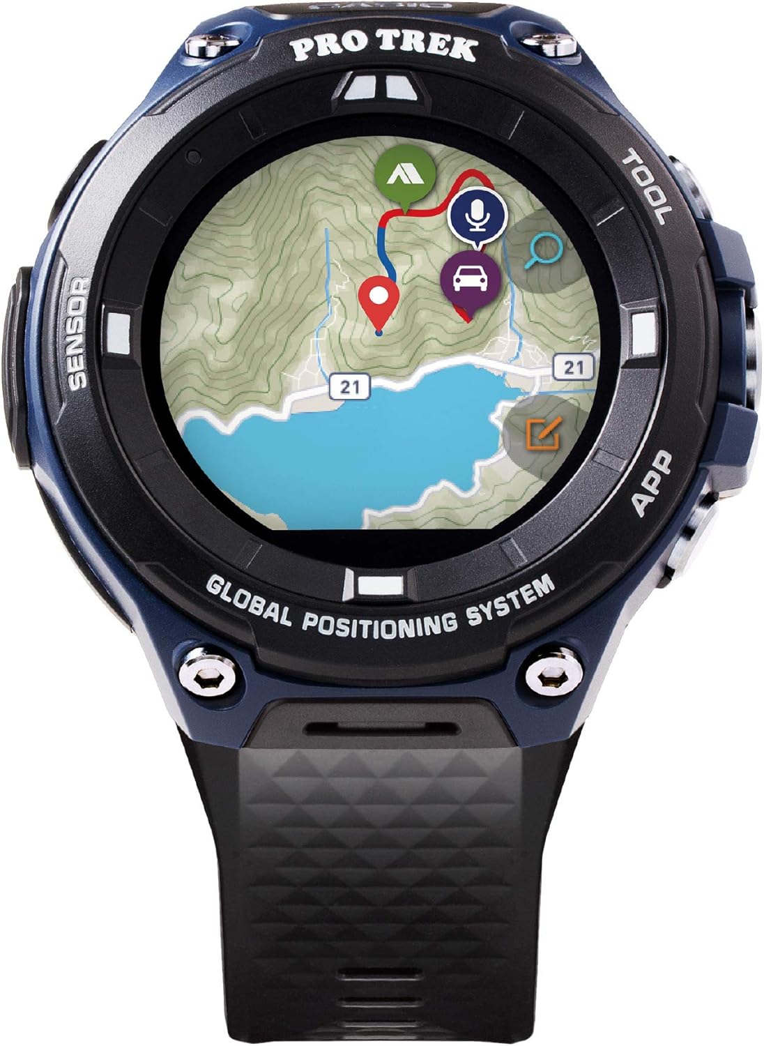 casio 卡西欧 男式"pro trek" 户外 gps 树脂运动手表,颜色:黑色和