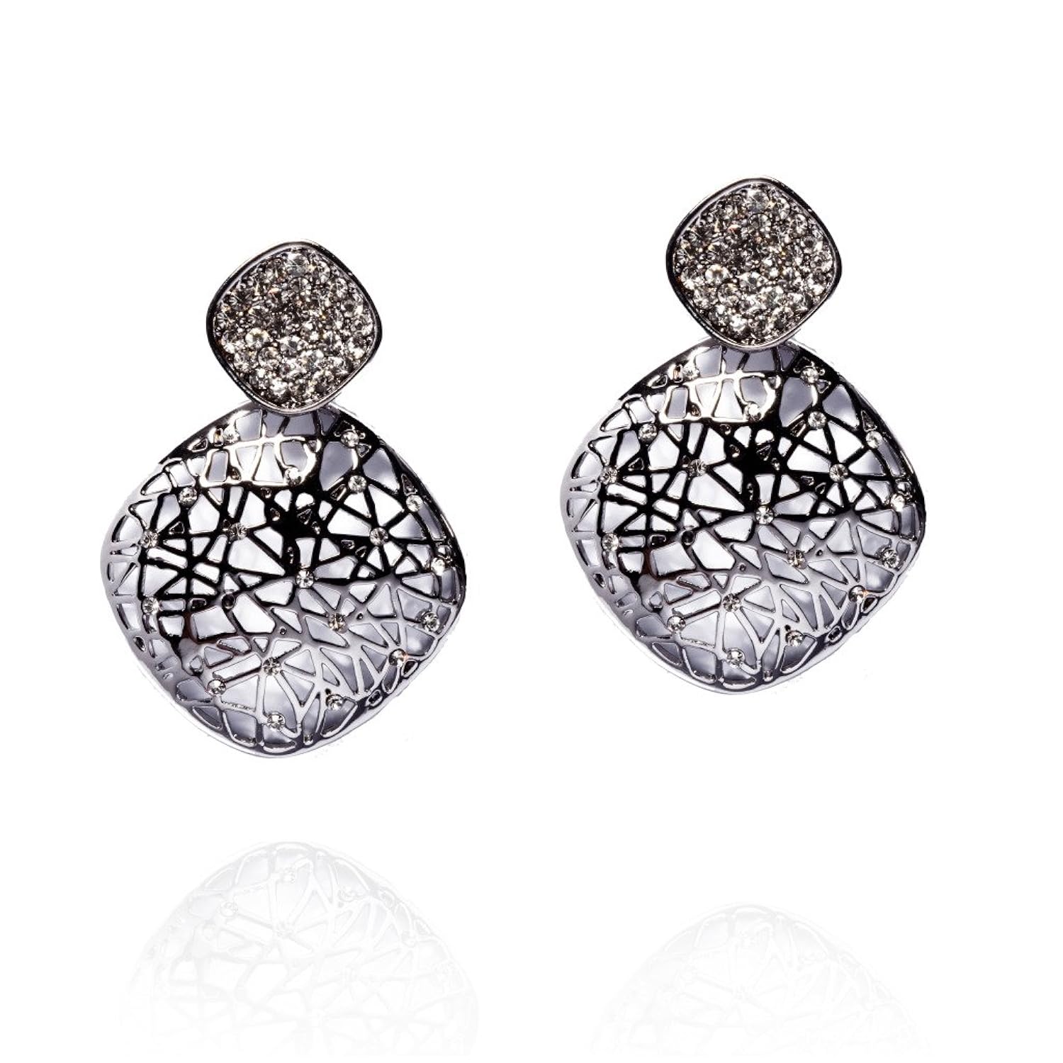 大镀铬耳环带灰色*细节-珠宝首饰-亚马逊中国