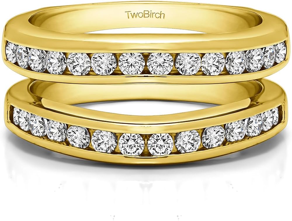 twobirch 纯银槽镶方晶锆石轮廓婚戒(0.66 克拉) tw.