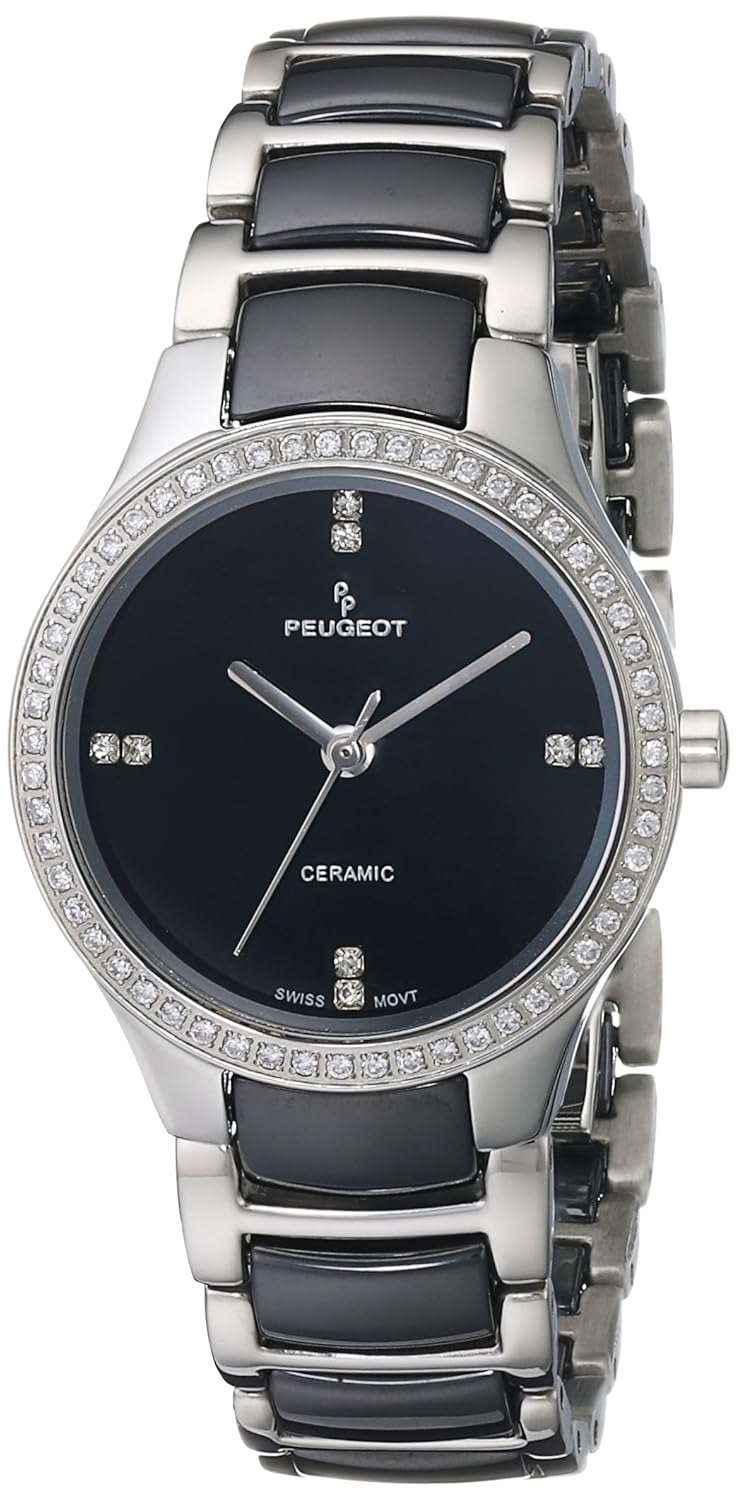 peugeot 女士 ps4904bs 瑞士陶瓷双色表链手表