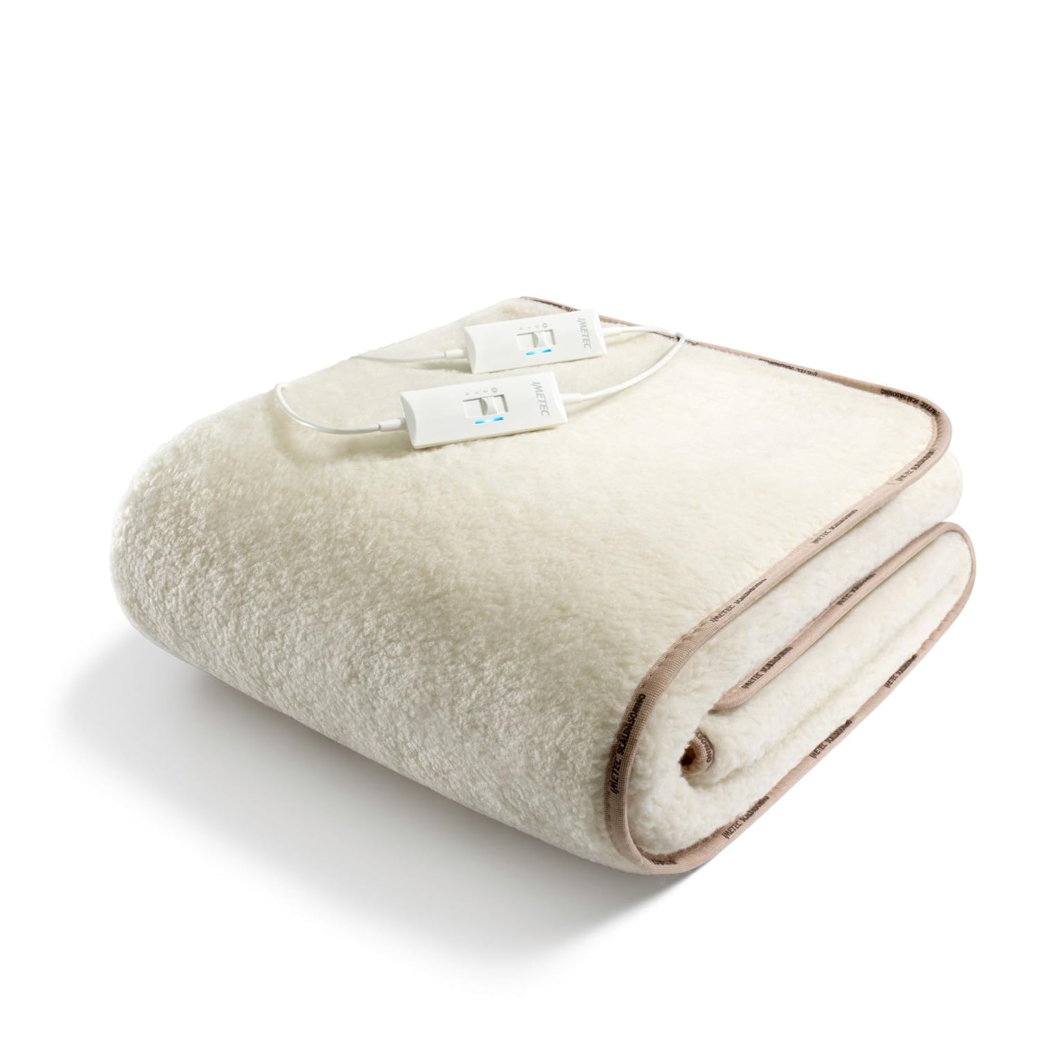 imetec 快速加热电热毯,羊毛和美利奴羊毛混纺 白色