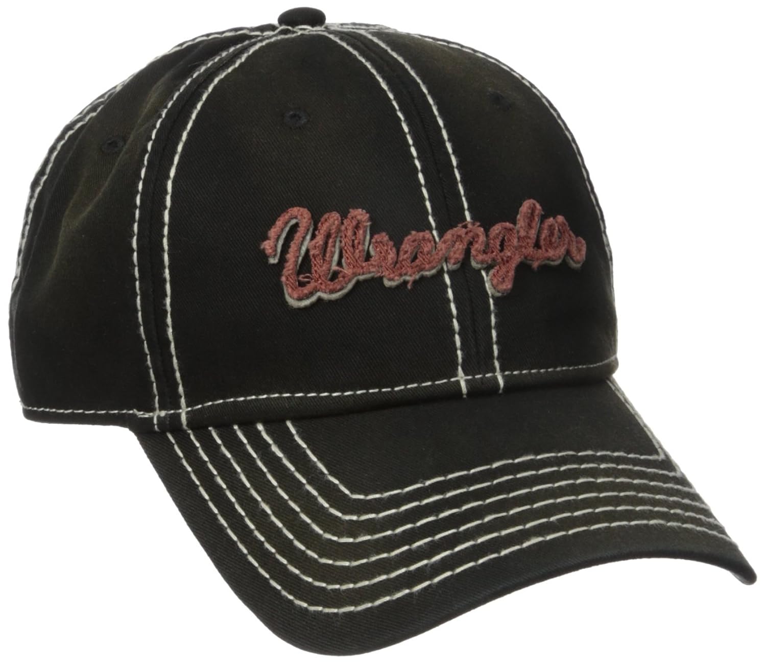 wrangler 男式可调节魔术贴黑色标志棒球帽 黑色 one size