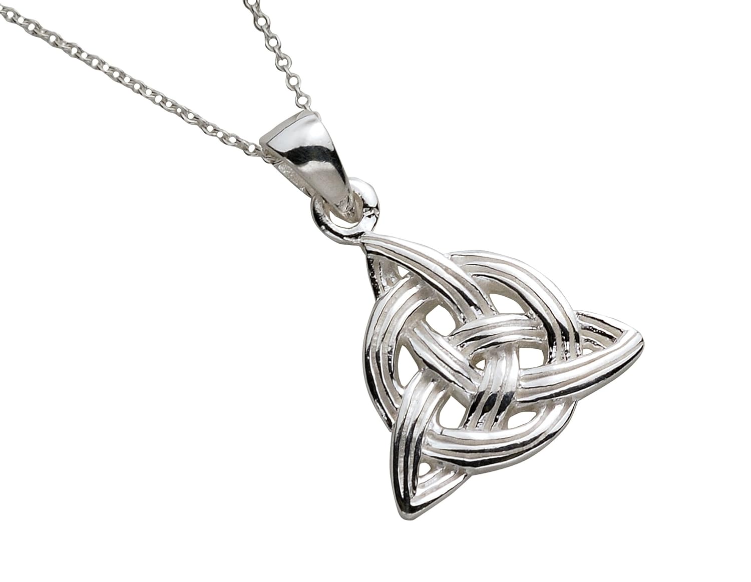 纯银圆形三一结吊坠带链