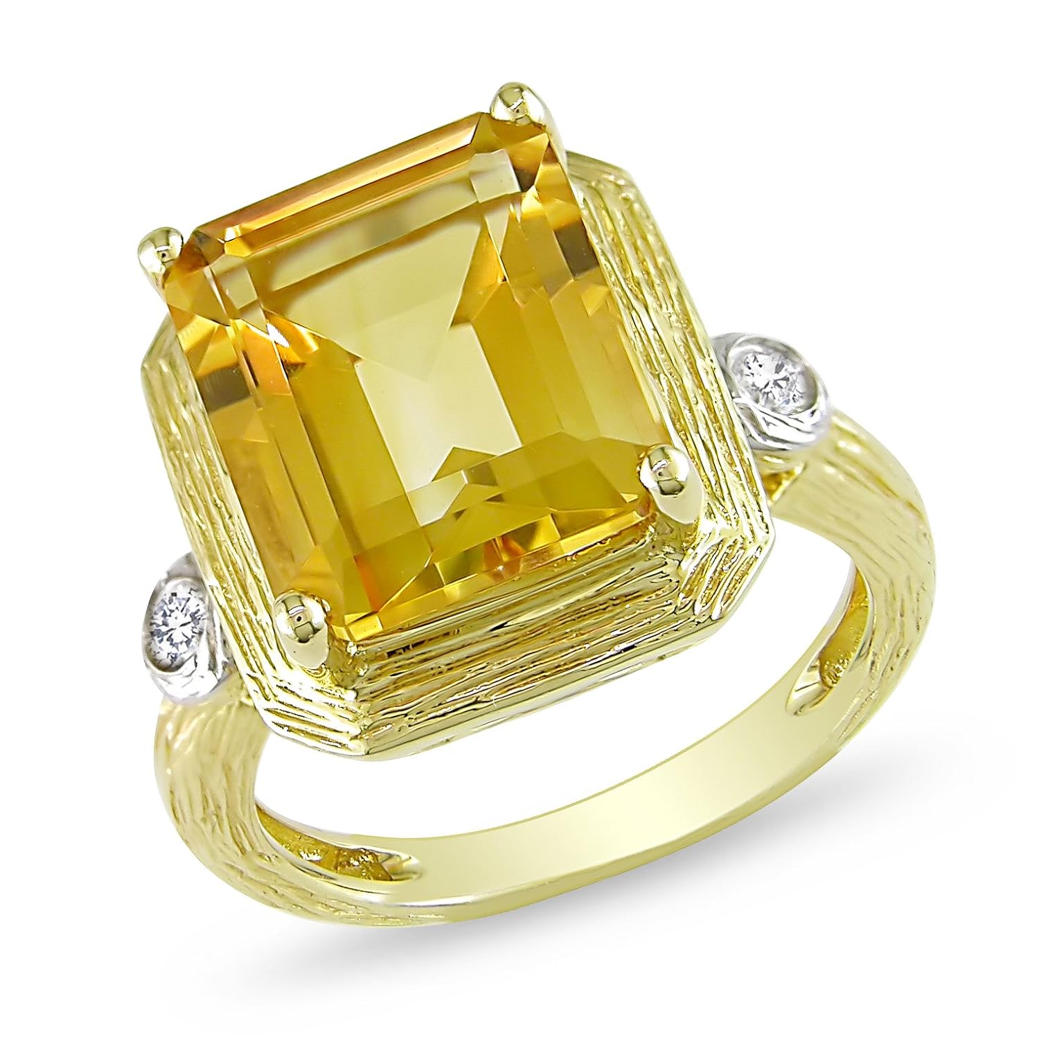 14 k 黄金黄*和钻石戒指(总重量0.07克拉, g-h 色, i1-i2净度),尺寸5