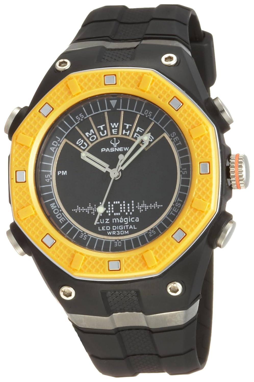 pasnew 百圣牛学生潜水登山运动表 led-006(黄色表圈)